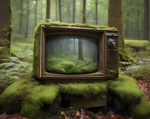 old tv in the grass