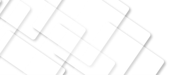 abstract white color square pattern on banner with shadow. white square shape with futuristic concept background. seamless technology concept layered geometric line triangle shapes background.