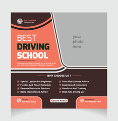 Fototapeta na wymiar Driving school social media post template