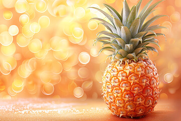 Pineapple and bokeh lights background