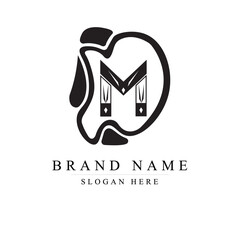 Letter DM logo in a modern style with cut out slash and lines, M logo design