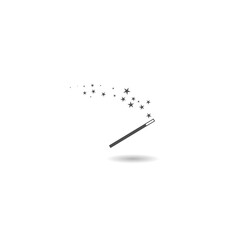 Magic wand on white background illustration icon with shadow