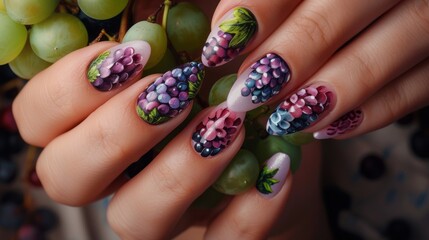Grapes manicure. Generative AI