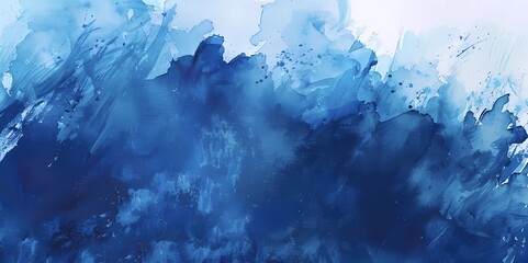 Background, intense blue watercolor texture with brush strokes