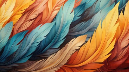 Bright colorful pattern, texture of colored feathers.A beautiful abstraction of colorful feathers.