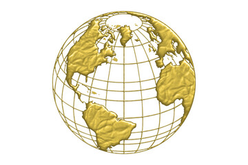 An Illustration Art of A Golden Globe.  Isolated or Die Cut on Transparent Background.