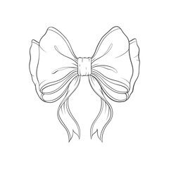 Vector hair bow. Drawn in a manual style sketch, bow in a linear style.