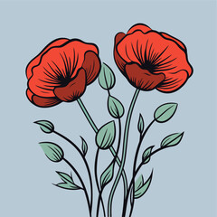 poppy flowers vector illustration