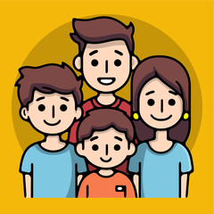 cute big family vector icon illustration