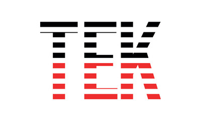 TEK three initial letter iconic line negative space minimal logo design vector template. monogram, abstract, wordmark, business, typography, minimalist, brand, company, flat, modern, unique, simple