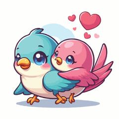 Fototapeta premium cute love bird vector on white background.