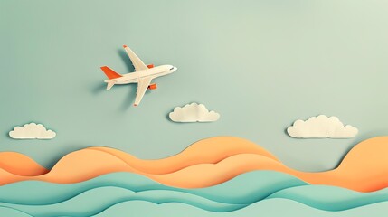 a minimalist style air travel themed paper illustration