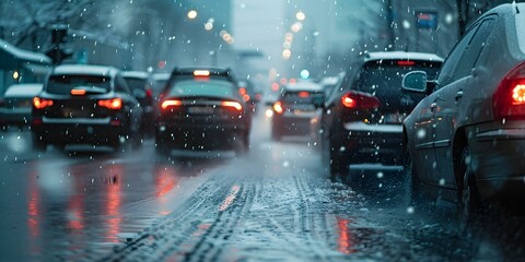 Urban street scene featuring cars in hail storm emphasizing need for insurance. Concept Insurance Awareness, Urban Environment, Hail Storm, Car Safety, Risk Mitigation