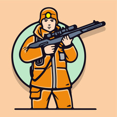military soldier holding a weapon vector illustration