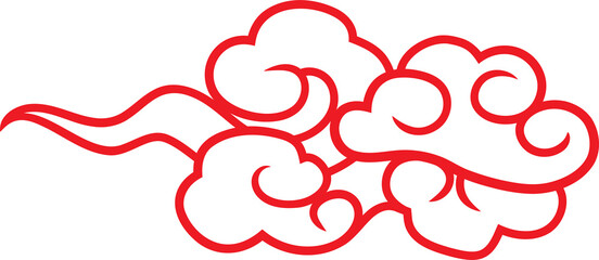 Red Clouds  Outline Traditional in Chinese Style
