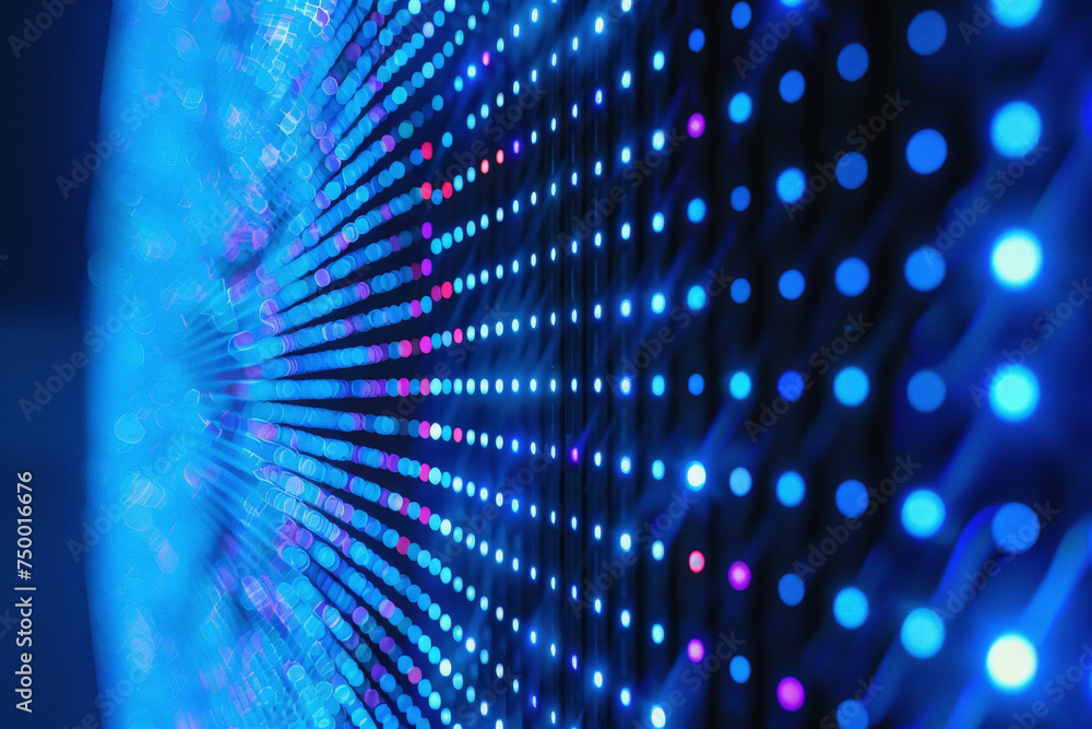 Poster technology pattern abstract net lines with small dots on every line, style blue neon type.