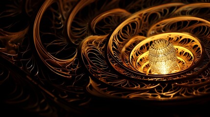 Intricate Patterns Casting a Radiant Glow, Intricate Patterns Emerge in Redolent Beauty, Intricate Golden Patterns with a Vintage Flair, Intricate Patterns in Old Gold, Intricate ,fractal background