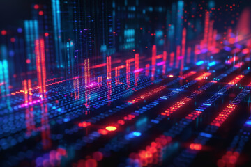 The financial stock market graph on a digital screen cinematographic shot close-up. AI Generated