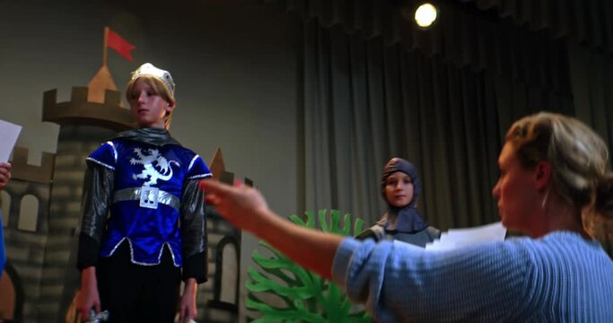 Behind the Scenes of a School's Concert Rehearsal on a medieval topic