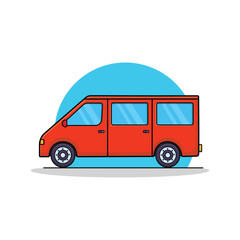 Red Van Cartoon Vector Illustration