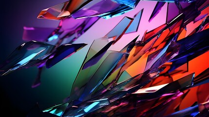 Jagged Reflections in Vibrant Shades, Illustration of Colorful Glass Shards, Jagged Patterns in Rainbow Colors, Fractal Explosion of Colorful Shapes, Shattered Glass Wallpaper Conc,abstract background
