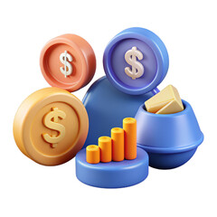 3D Money icon set. concept of cashback and making money.