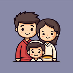  asian family illustration icon vector