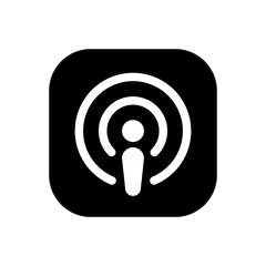 Podcast icon vector on square background. Podcasting, broadcast concept