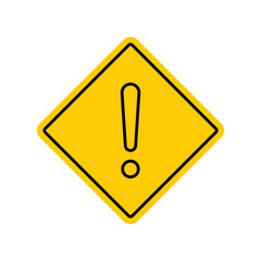 Yellow square sign with exclamation mark line icon vector