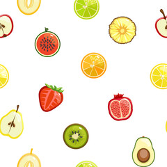 Summer color seamless pattern with half fruits