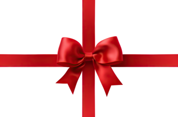 Cross red ribbon and bow, cut out