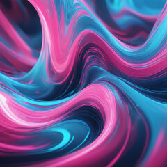 Captivating illustration reveals an incredible kaleidoscope of colors, combining water-ink techniques to create a vibrant and dynamic composition, ideal for bold decorative solutions. Pink blue waves