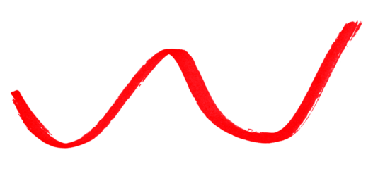 Red stroke brush isolated on transparent background.