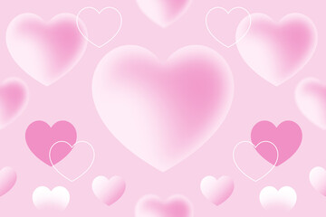 Love Valentine's day wallpaper. Abstract Heart 3D on gradient pink color Background, Soft light pink Heart abstract background for decoration digital design web template background backdrop wallpaper