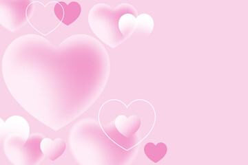 Love Valentine's day wallpaper. Abstract Heart 3D on gradient pink color Background, Soft light pink Heart abstract background for decoration digital design web template background backdrop wallpaper