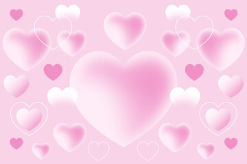 Love Valentine's day wallpaper. Abstract Heart 3D on gradient pink color Background, Soft light pink Heart abstract background for decoration digital design web template background backdrop wallpaper
