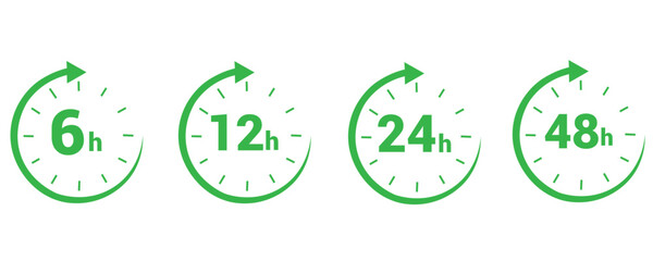  symbol work time, delivery and service time, isolated green on white , Vector illustrationeps10