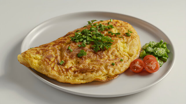 Delicious homemade omelette on white plate
