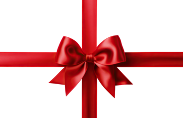 Cross red ribbon and bow, cut out