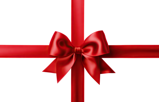 Cross red ribbon and bow, cut out