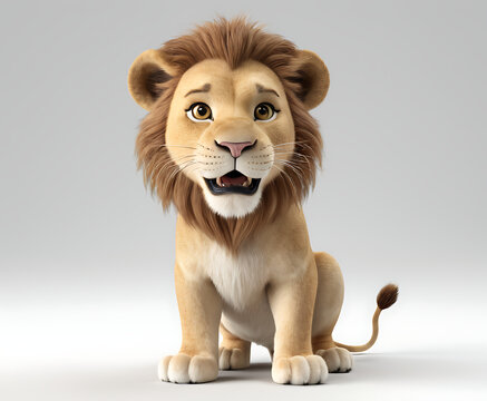 a 3d render of a cute lion against a white background