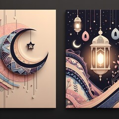 Ramadan Kareem Wishing Card, Gift Card Template