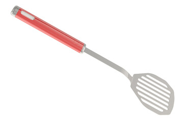 Stainless steel slotted turner. 3D rendering isolated on transparent background