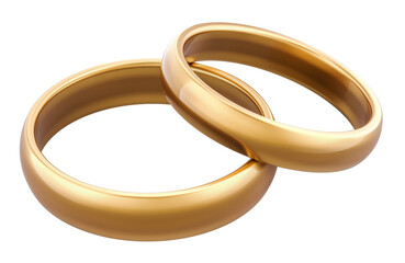 Wedding rings his and hers matching set, 3D rendering isolated on transparent background