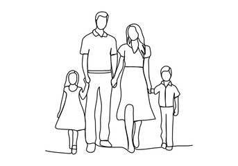 Family, one line drawing vector illustration.