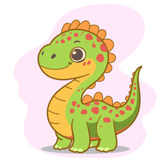Green dinosaur cute cartoon vector art