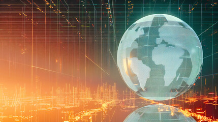 Obraz premium World of Digital Business, Global Network Concept with Cityscape, Modern Technology and International Finance