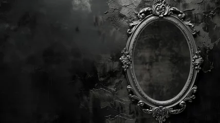 Deurstickers Ornate antique mirror reflecting the richness of textured darkness © Татьяна Макарова