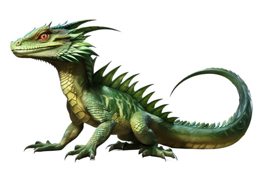 a high quality stock photograph of a single basilisk fantasy character full body isolated on a white background