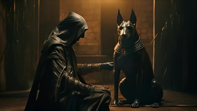 Anubis, god of ancient Egypt. The ancient Egyptian god of death and the world of the dead. Ai-generated.